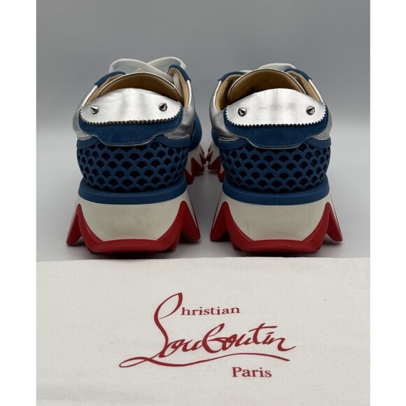 Christian Louboutin Loubishark Flat Ludwig Blue Suede Silver Size 40.5 EU 7.5 US main image 10